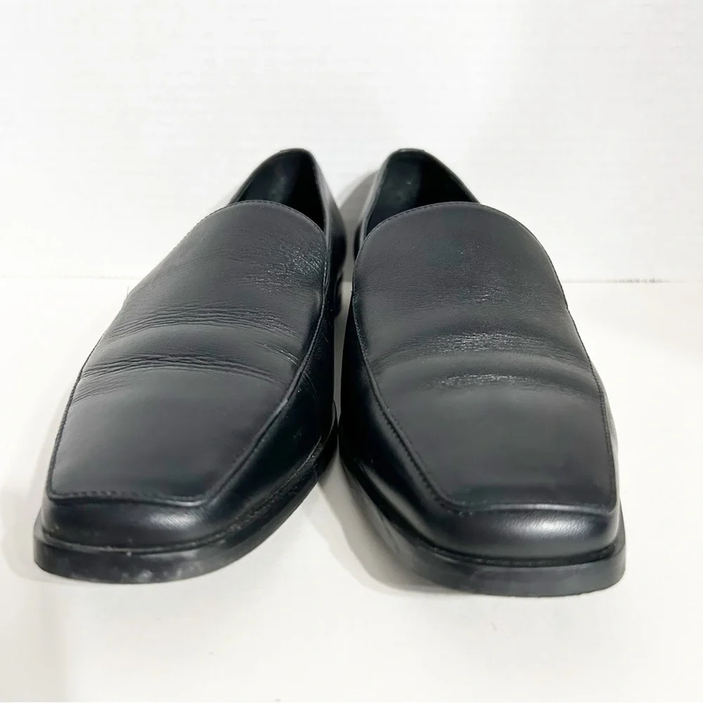 Everlane The 90's Black Leather Square Toe Round Heel Loafers Flats Size 9.5